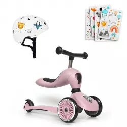  Patinete 2 en 1 Scoot and Ride HIGHWAYKICH ONE con casco y pegatinas