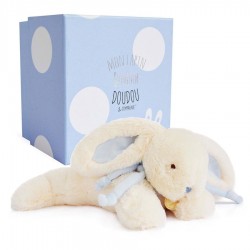 Caja regalo con conejito doudou azul 30 cm DouDou et Compagnie