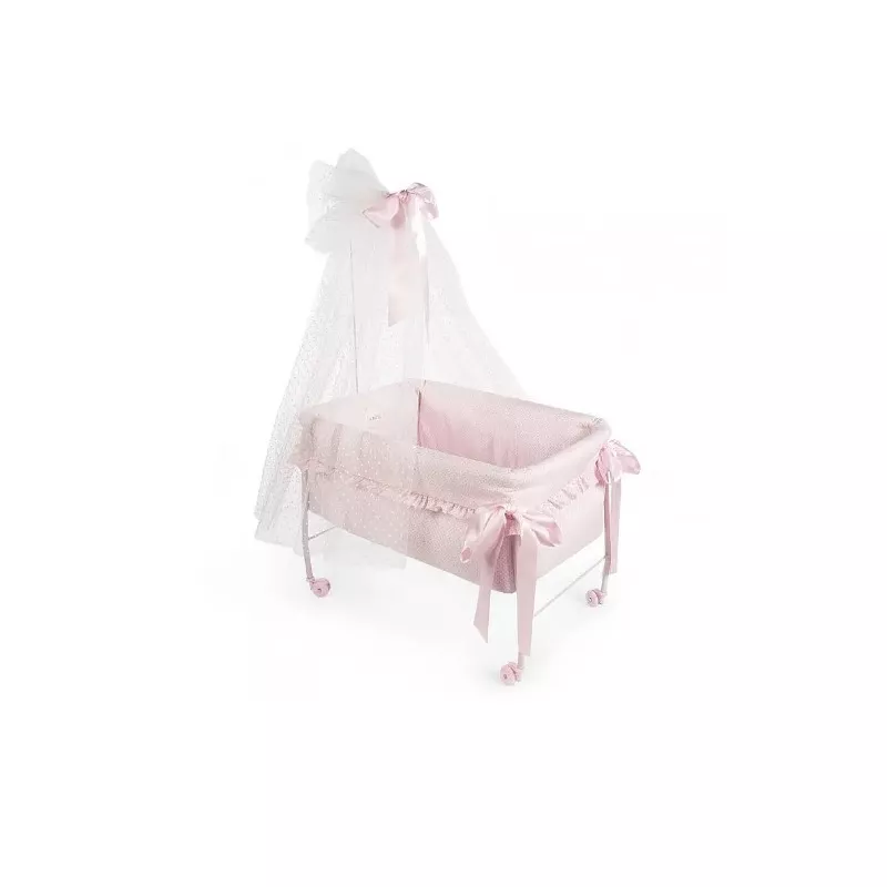 Cuna con Dosel La Nina Topito Rosa plegable