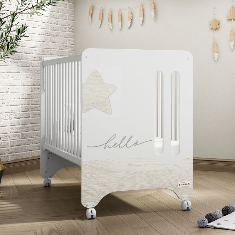 Cuna de madera para niños (blanco) con cajón 120 x 60 cm + colchón de  espuma + barrera de seguridad de madera + funda protectora