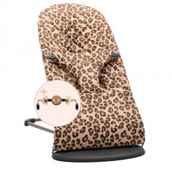 PACK Hamaca Babybjorn Bliss Algodón Beige Leopard con juguete de madera