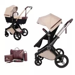 Cochecito TRIO Shom Roberto Verino ELEGANCE con base ISOFIX y bolso