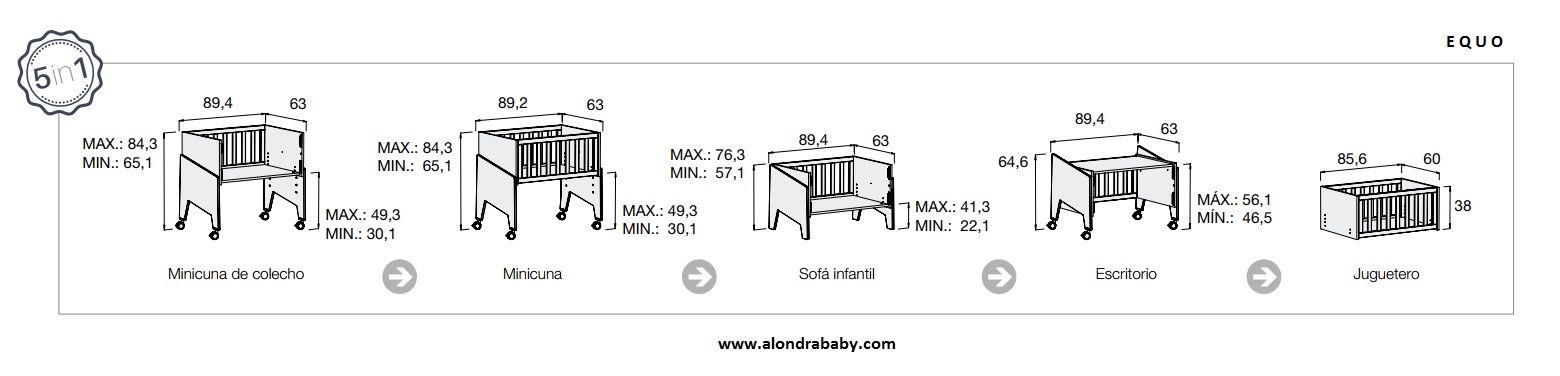 Comprar minicuna colecho convertible EQUO LIFE Alondra